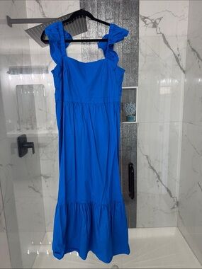 London times women’s Ruffled Strap Blue Sundress